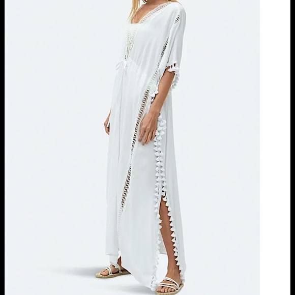 Michael Stars Farrah Caftan Maxi Dress in White - Picture 12 of 16
